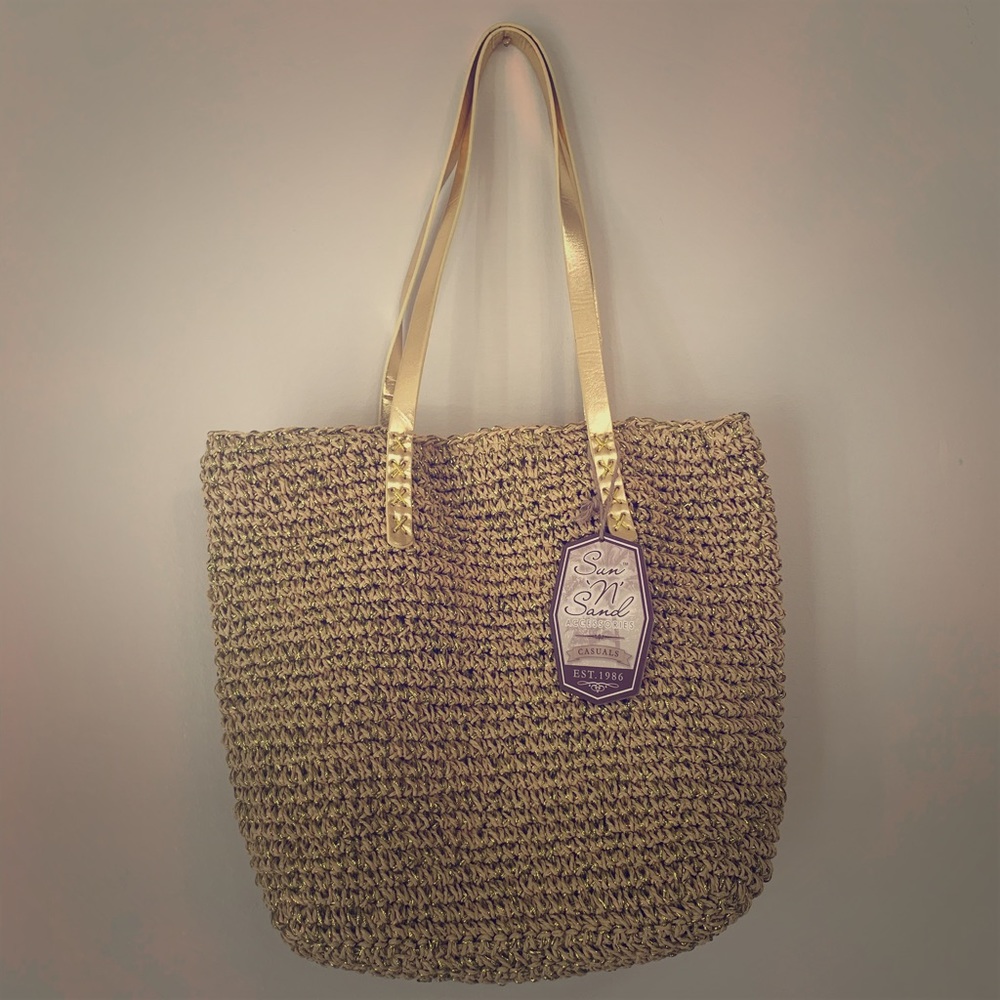 Sparkly Gold Straw Bag
